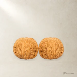 Flat Pan Two-Ridge Chinese Cultural Play Walnuts, Natural Wild Lion Head Stress Relief Hand Balls, Chinese Desktop Decorations, Playable Collectibles with Natural Patina — exact Wenwan walnut pair, view 1