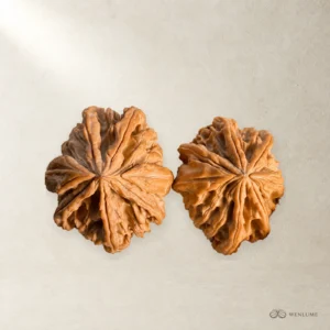 Seven-Ridge Natural Collectible Walnut Hand Piece with Red Patina Potential — exact Wenwan walnut pair, view 1